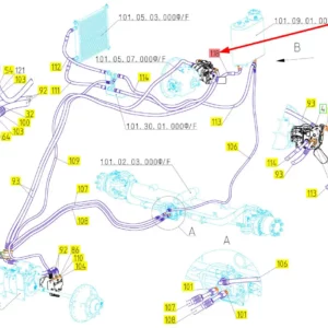 Oryginalny przewód hydrauliczny o numerze katalogowym 101284957, stosowany w kombajnach zbożowych marki Rostselmash schemat.