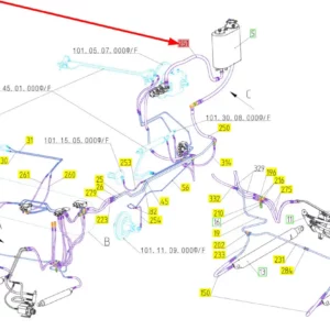 Oryginalny przewód hydrauliczny o numerze katalogowym 101284960, stosowany w kombajnach zbożowych marki Rostselmash schemat.
