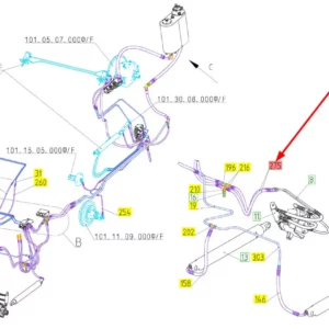 Oryginalny przewód hydrauliczny o numerze katalogowym 101284962, stosowany w kombajnach zbożowych marki Rostselmash schemat.