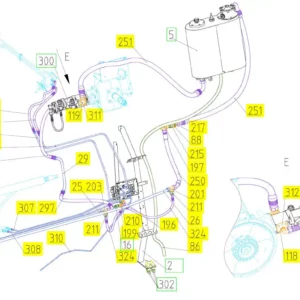Oryginalny przewód hydrauliczny o numerze katalogowym 101284963, stosowany w kombajnach zbożowych marki Rostselmash schemat.