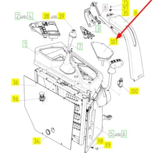 Oryginalny panel kontrolny o numerze katalogowym 101288370, stosowany w kombajnach zbożowych marki Rostselmash schemat.