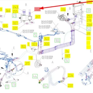 Oryginalny przewód hydrauliczny o numerze katalogowym 101292808, stosowany w kombajnach zbożowych marki Rostselmash schemat.