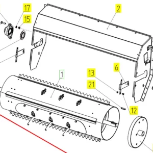 Oryginalna pokrywa bębna podajnika o numerze katalogowym 101301757, stosowana w kombajnach zbożowych marki Rostselmash schemat.