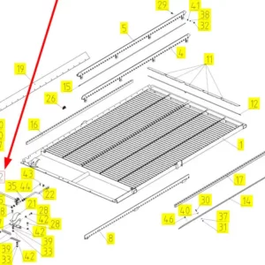 Oryginalny wałek sita o numerze katalogowym 101302111, stosowany w kombajnach zbożowych marki Rostselmash- schemat.