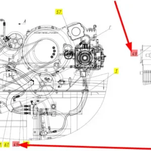 Oryginalny przewód hydrauliczny o numerze katalogowym 101313217, stosowany w kombajnach zbożowych marki Rostselmash schemat