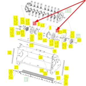 Oryginalna flansza rozdrabniacza słomy o numerze katalogowym 101313914, stosowana w kombajnach zbożowych marki Rostselmash schemat.