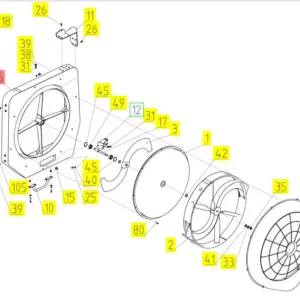 Oryginalny korpus wentylatora o numerze katalogowym 101321529, stosowany w kombajnach zbożowych marki Rostselmash- schemat.