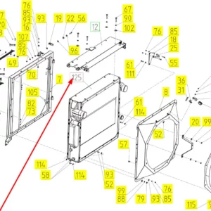 Oryginalny blok chłodnicy o numerze katalogowym 101325025, stosowany w kombajnach zbożowych marki Rostselmash schemat.