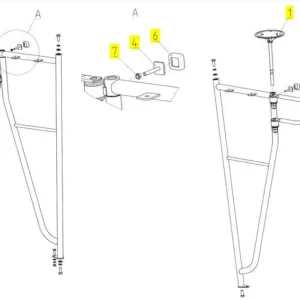 Oryginalne lusterko wsteczne o numerze katalogowym 101336447, stosowane w kombajnach zbożowych marki Rostselmash- schemat.