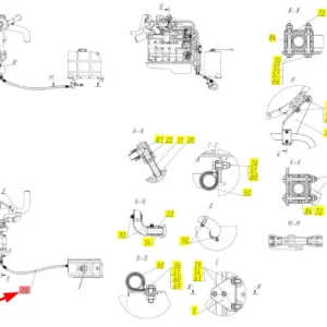 Oryginalny wąż gumowy przelotu powietrza o numerze katalogowym 101339572, stosowany w kombajnach zbożowych marki Rostselmash- schemat.
