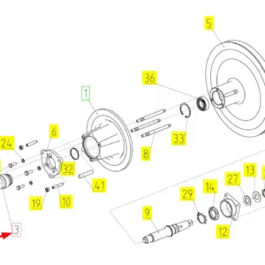 Oryginalny siłownik hydrauliczny o numerze katalogowym 101343908, stosowany w kombajnach zbożowych marki Rostselmash schemat.