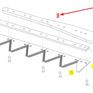 Oryginalny element mocujący noży o numerze katalogowym 101345736, stosowany w hederach zbożowych marki Rostselmash.