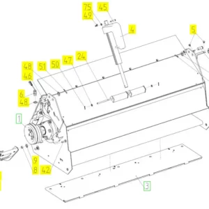 Oryginalne mocowanie rozdrabniacza słomy o numerze katalogowym 101363473, stosowane w kombajnach zbożowych marki Rostselmash schemat.