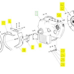 Oryginalna obudowa koła pasowego skrzyni biegów o numerze katalogowym 101368688, stosowana w kombajnach zbożowych marki Rostselmash. schemat