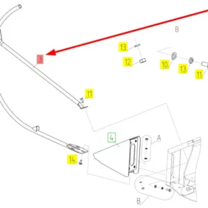 Oryginalny rodzielacz łanu o numerze katalogowym 101369818, stosowany w hederach zbożowych marki Rostselmash. schemat