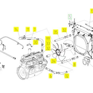 Oryginalny kołnierz łączący wentylator o numerze katalogowym 101370506, stosowany w kombajnach zbożowych marki Rostselmash schemat.