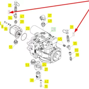 Oryginalne półzłącze hydrauliczne o numerze katalogowym 101380186, stosowane w kombajnach zbożowych marki Rostselmash schemat.