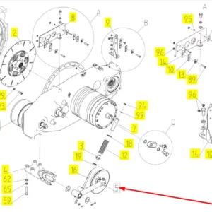 Oryginalny napinacz przekładni o numerze katalogowym 101380260, stosowany w kombajnach zbożowych marki Rostselmash schemat.