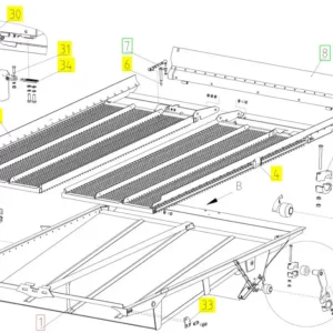 Oryginalne mocowanie sita o numerze katalogowym 101382478, stosowane w kombajnach zbożowych marki Rostselmash schemat.