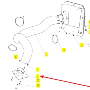 Oryginalne złącze przewodu nagrzewnicy o numerze katalogowym 101383364, stosowane w kombajnach zbożowych marki Rostselmashs chemat.