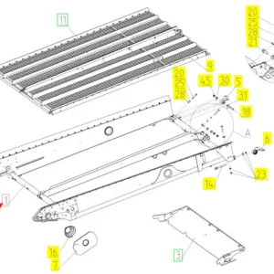 Oryginalna podłoga sita górnego o numerze katalogowym 101390572, stosowana w kombajnach zbożowych marki Rostselmash schemat.