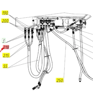 Oryginalny wąż wysokociśnieniowy o numerze katalogowym 101391765, stosowany w kombajnach zbożowych marki Rostselmash schemat.