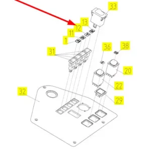 Oryginalna nakładka kontrolki informacyjnej o numerze katalogowym 101398651, stosowana w kombajnach zbożowych marki Rostselmash schemat.