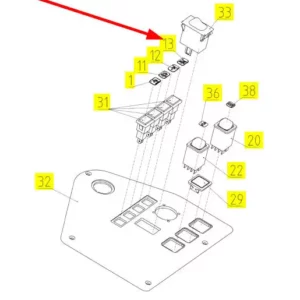 Oryginalna nakładka kontrolki informacyjnej o numerze katalogowym 101398652, stosowana w kombajnach zbożowych marki Rostselmash schemat.