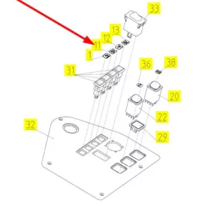 Oryginalna nakładka kontrolki informacyjnej o numerze katalogowym 101398653, stosowana w kombajnach zbożowych marki Rostselmash schemat.