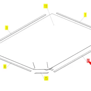 Oryginalna uszczelka o numerze katalogowym 101399731, stosowana w kombajnach zbożowych marki Rostselmash schemat.