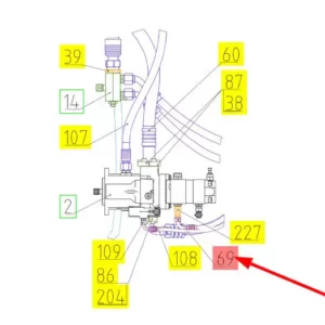 Oryginalny wąż wysokociśnieniowy o numerze katalogowym 101402162, stosowany w kombajnach zbożowych marki Rostselmash schemat.
