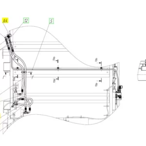 Oryginalny wąż wysokociśnieniowy o numerze katalogowym 101408950, stosowany w kombajnach zbożowych marki Rostselmash schemat.