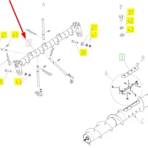 Oryginalny kompletny zestaw palcy bębna z mocowaniami o numerze katalogowym 101410053, stosowany w hederach marki Rostselmash- schemat.