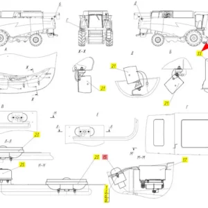 Oryginalna lampa ostrzegawcza o numerze katalogowym 101413724, stosowana w kombajnach zbożowych marki Rostselmash schemat.