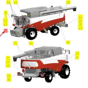 Oryginalna lampa o numerze katalogowym 101419517, stosowana w kombajnach zbożowych marki Rostselmash schemat.