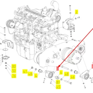 Oryginalny wspornik osadzenia silnika o numerze katalogowym 101419561, stosowany w kombajnach zbożowych marki Rostselmash schemat.