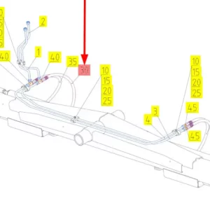 Oryginalny wąż gumowy hydrauliczny o numerze katalogowym 101421003, stosowany w kombajnach zbożowych marki Rostselmash- schemat.