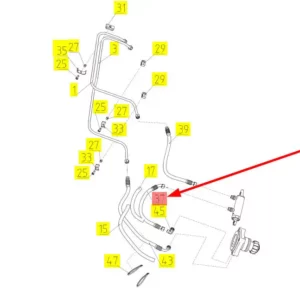 Oryginalny przewód hydrauliczny o numerze katalogowym 101423263, stosowany w kombajnach zbożowych marki Rostselmash. schemat