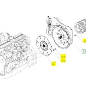 Oryginalne koło pasowe przekładni silnika o numerze katalogowym 101437660, stosowane w kombajnach zbożowych marki Rostselmash schemat