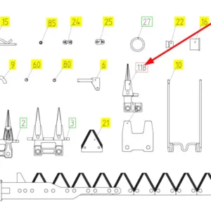 Oryginalny bagnet o numerze katalogowym 101438060, stosowany w hederach zbożowych marki Rostselmash schemat