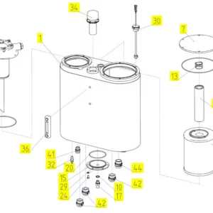 Oryginalny filtr przewodu ssawnego pompy o numerze katalogowym 101438142, stosowany w kombajnach zbożowych marki Rostselmash schemat