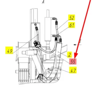 Oryginalny przewód hydrauliczny o numerze katalogowym 101439665, stosowany w kombajnach zbożowych marki Rostselmash schemat