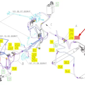 Oryginalny przewód hydrauliczny o numerze katalogowym 101439676, stosowany w kombajnach zbożowych marki Rostselmash schemat.