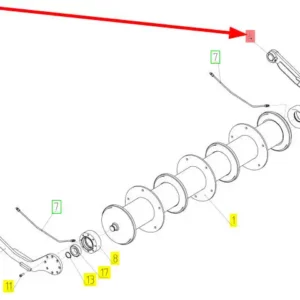 Oryginalny wspornik rolki przenośnika pochyłego o numerze katalogowym 101446468, stosowany w kombajnach zbożowych marki Rostselmash schemat.