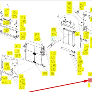 Oryginalne mocowanie wentylatora o numerze katalogowym 101446967, stosowane w kombajnach zbożowych marki Rostselmash schemat