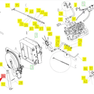Oryginalny przewód o numerze katalogowym 101448989, stosowany w kombajnach zbożowych marki Rostselmash schemat