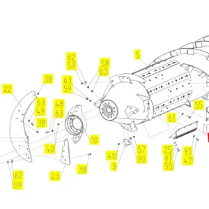 Oryginalny cep z osłoną kompletny o numerze katalogowym 101449166, stosowany w kombajnach zbożowych marki Rostselmash schemat.