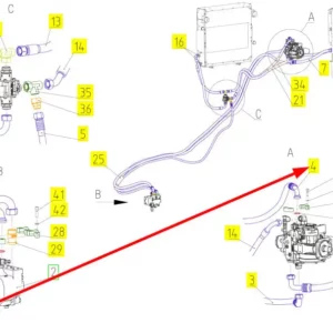 Oryginalny przewód hydrauliczny o numerze katalogowym 101452142, stosowany w kombajnach zbożowych marki Rostselmash schemat.