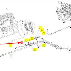 Oryginalny przewód olejowy o numerze katalogowym 101454522, stosowany w kombajnach zbożowych marki Rostselmash schemat