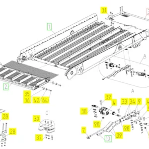 Oryginalny element sita górnego o numerze katalogowym 101455781, stosowany w kombajnach zbożowych marki Rostselmash schemat.